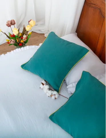 Decorative muslin pillowcase for a pillow