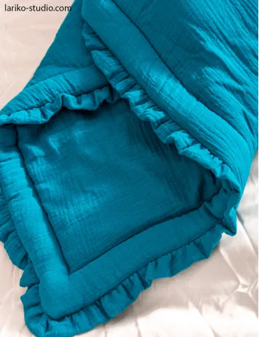 3 in 1 Muslin horn/ Baby envelope / mat / baby blanket 80x80 cm turquoise