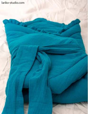 3 in 1 Muslin horn/ Baby envelope / mat / baby blanket 80x80 cm turquoise