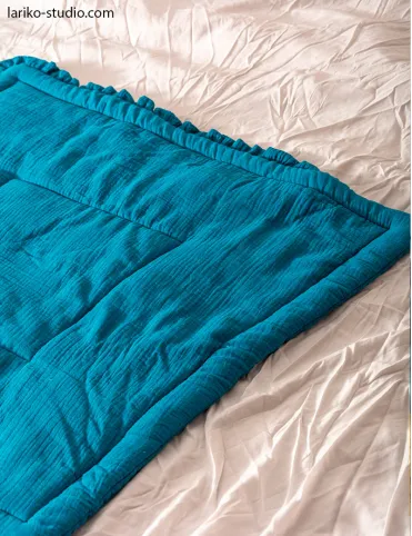 3 in 1 Muslin horn/ Baby envelope / mat / baby blanket 80x80 cm turquoise