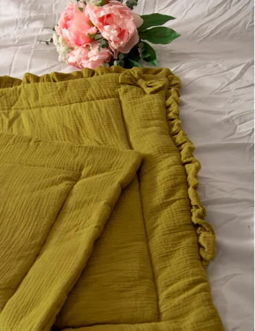 3 in 1 Muslin horn/ Baby envelope / mat / baby blanket 80x80 cm Mango Mojito