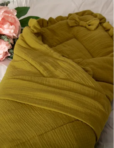 3 in 1 Muslin horn/ Baby envelope / mat / baby blanket 80x80 cm Mango Mojito