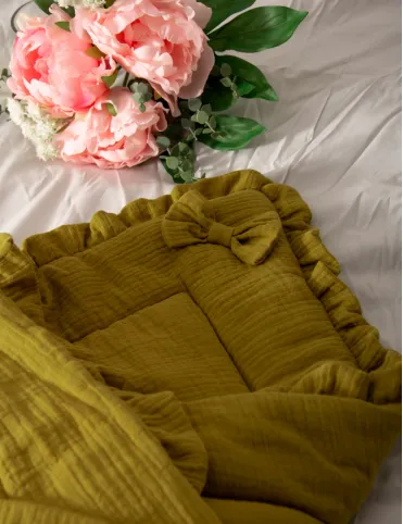 3 in 1 Muslin horn/ Baby envelope / mat / baby blanket 80x80 cm Mango Mojito