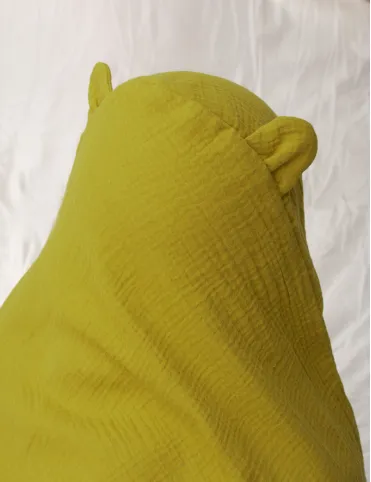 Towel Teddy bear with baby hood in muslin Mango Mojito