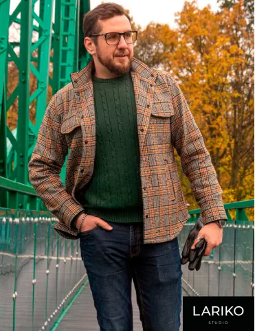 Men's sheep wool plaid jacket Robert