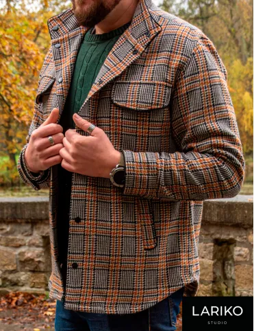 Men's sheep wool plaid jacket Robert