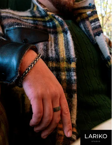 Теплая мужская куртка в клетку из овечьей шерсти Oliver