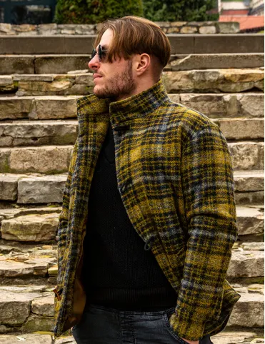 Men's Wool Jacket with Lining "Mustard Classic". Warm Shirt. Great Gift for Him