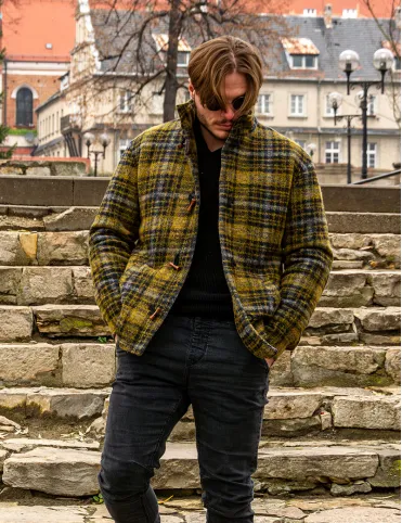 Men's Wool Jacket with Lining "Mustard Classic". Warm Shirt. Great Gift for Him