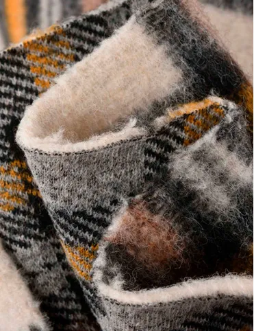 Теплая мужская куртка в клетку из овечьей шерсти Oliver