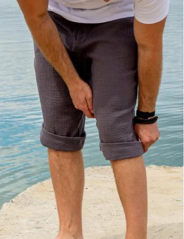 Men's long cotton shorts with excellent ventilation. A great gift for him.
