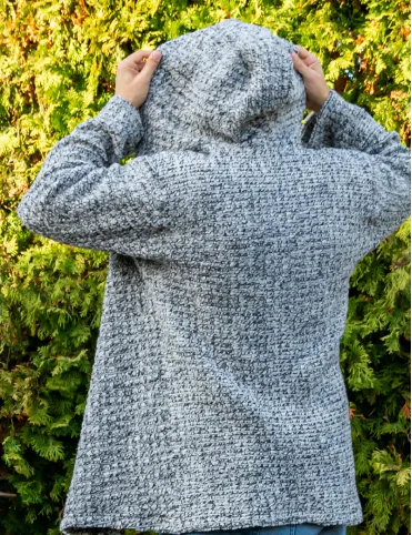 Men’s wool cardigan with hood,  light grey, warm boho sweater – perfect as a gift, Unisex Cardigan