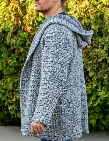 Men’s wool cardigan with hood,  light grey, warm boho sweater – perfect as a gift, Unisex Cardigan