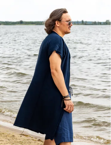 Long Boho-Style Cotton Muslin Cardigan