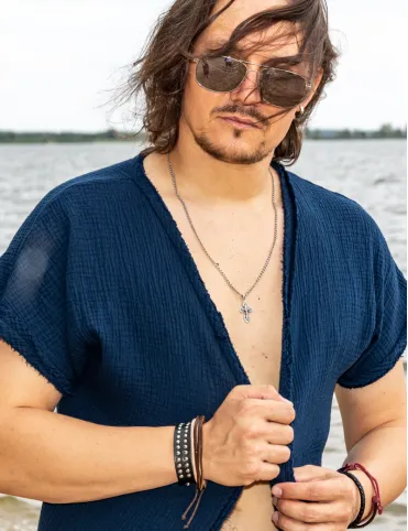 Long Boho-Style Cotton Muslin Cardigan