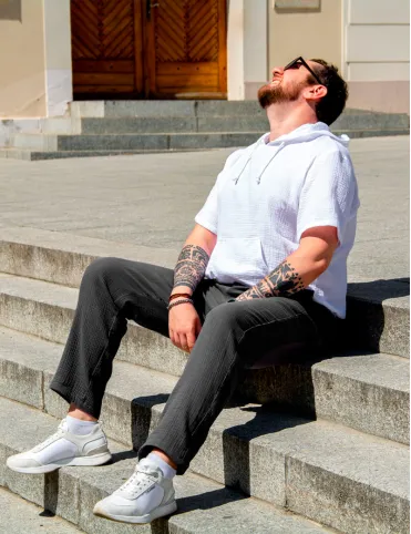 Black men's muslin pants