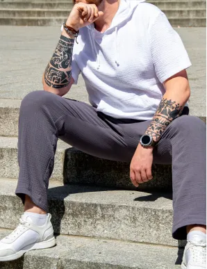 Gray men's muslin pants