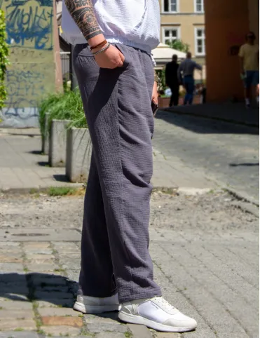 Gray men's muslin pants