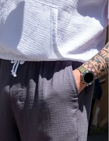 Gray men's muslin pants