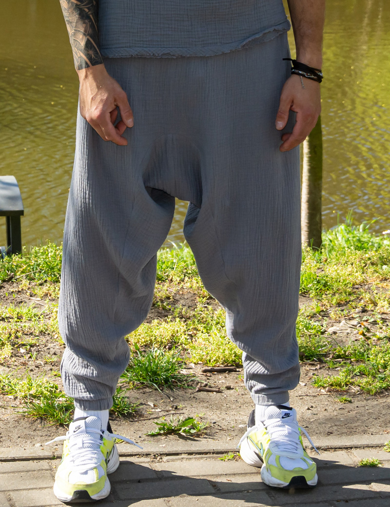 Men's harem pants with elastic waistband, lightweight harem pants, meditation and yoga clothing, Bali