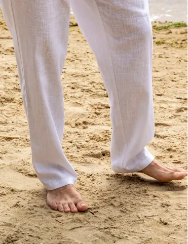 Men's linen trousers with pockets - 100% natural linen, different colors, loose fit, handmade