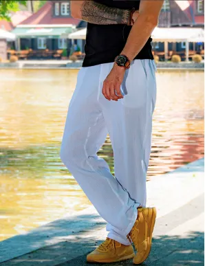  White men's muslin pants with pockets