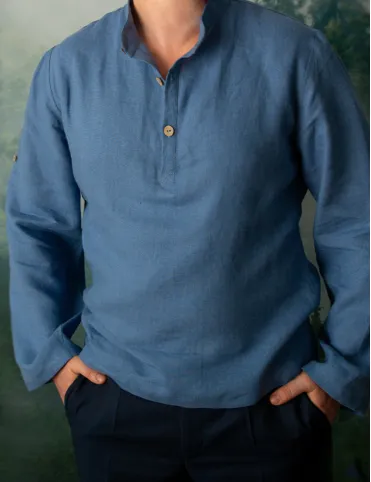 Linen shirt for men. Classic linen shirt with long sleeves and buttons. 100% dense linen. Summer shirt.