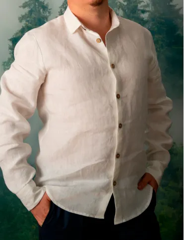 Linen shirt for men. Classic linen shirt with long sleeves and buttons. 100% dense linen. Summer shirt.