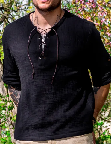 Men’s Summer Long Sleeve Shirt in Mid-Century Style, Model Harald