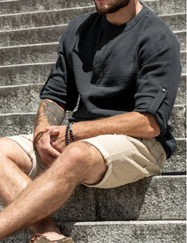 Men's muslin shirt black color
