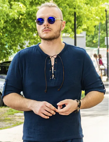 Men’s Ethno Shirt Viking / Medieval Style – Loose Fit, Natural Cotton