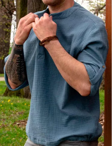 Men's muslin shirt denim color