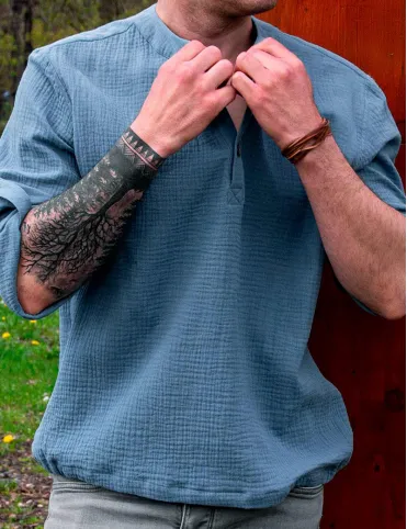 Men's muslin shirt denim color