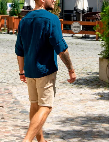 Men's muslin shirt Navy blue