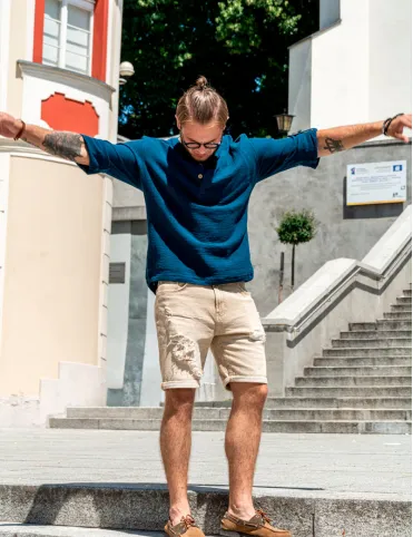 Men's muslin shirt Navy blue