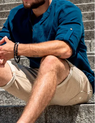 Men's muslin shirt Navy blue