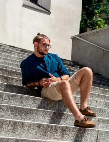 Men's muslin shirt Navy blue