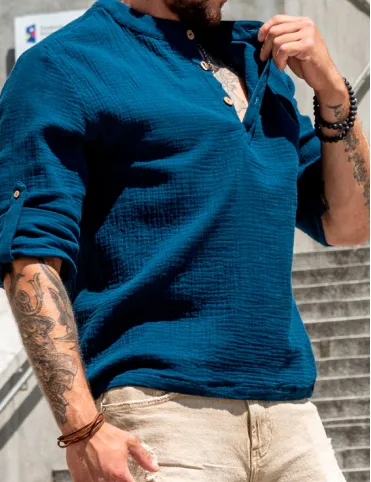 Men's muslin shirt Navy blue