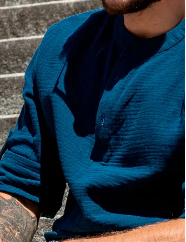 Men's muslin shirt Navy blue