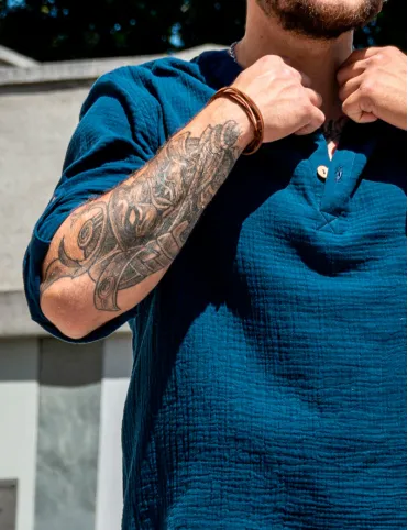 Men's muslin shirt Navy blue