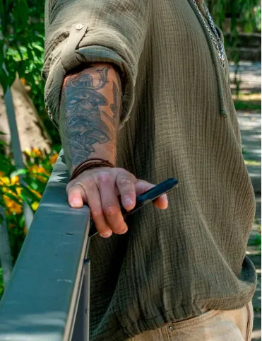 Men's long sleeve muslin shirt khaki