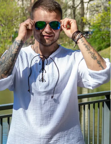 Men’s Summer Long Sleeve Shirt in Mid-Century Style, Model Harald