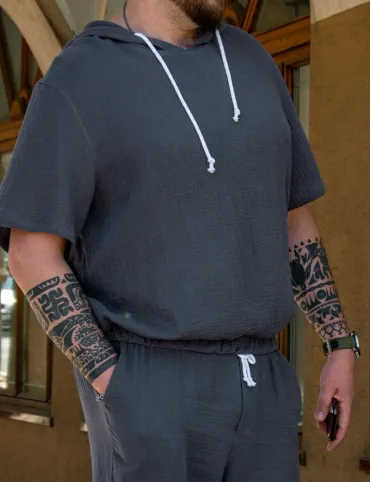 Hooded sweatshirt for men muslin