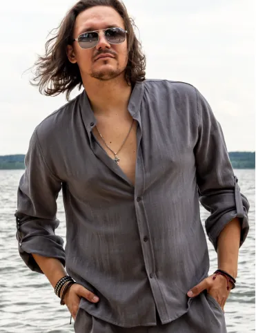 Herren Leinen-Viskose Hemd „Wasserstrom”