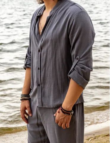 Herren Leinen-Viskose Hemd „Wasserstrom”