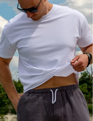 Белая хлопковая классическая мужская футболка Милан