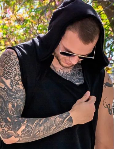 Men’s Sleeveless Hoodie T-Shirt Cyberpunk Style Jason