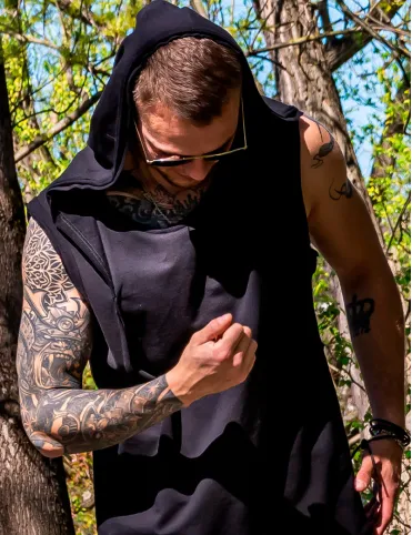 Men’s Sleeveless Hoodie T-Shirt Cyberpunk Style Jason