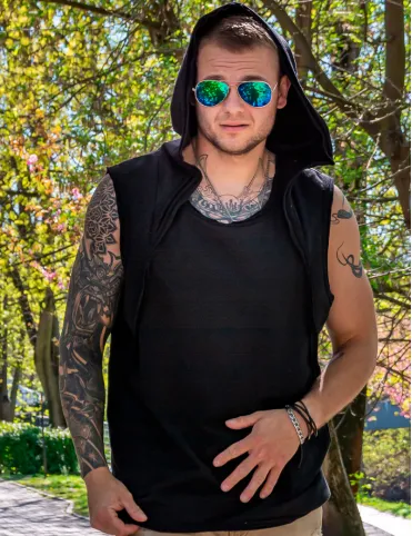 Men’s Sleeveless Hoodie T-Shirt Cyberpunk Style Jason