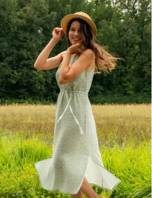 Green Boho Muslin Dress with Adjustable Straps dress Emili